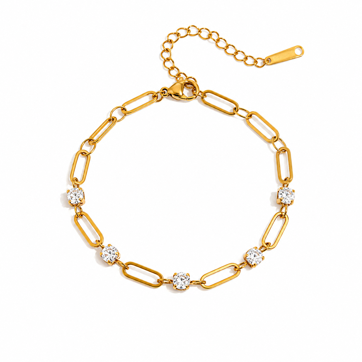 CZ & Paperclip Bracelet