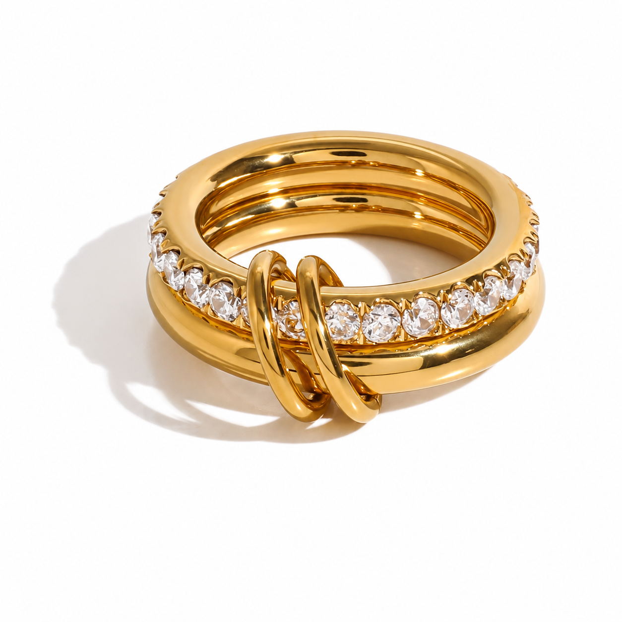 Two-tone Double Finger Zirconia Ring Sets
