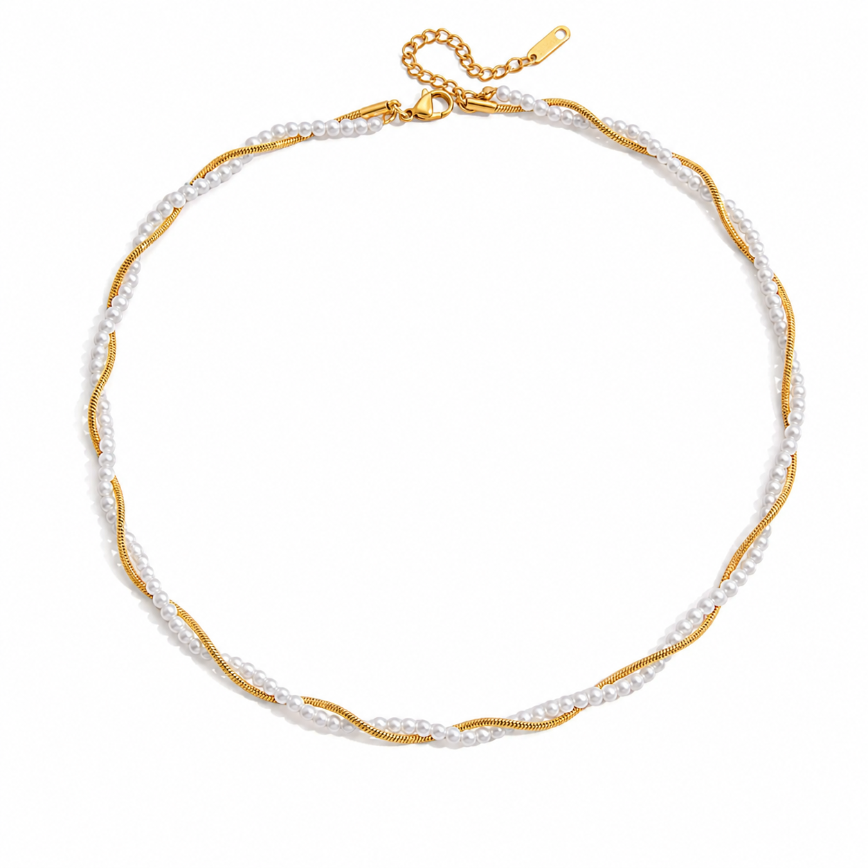 Snakebone Pearl Beads Layer Necklace