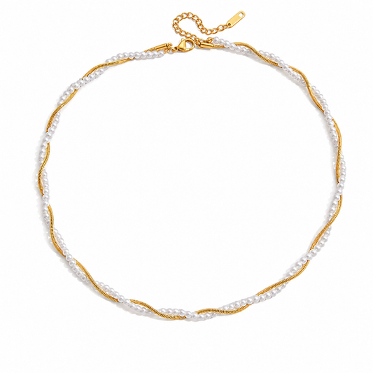 Snakebone Pearl Beads Layer Necklace
