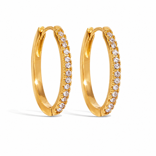 Half Smooth Half Stone Classic Daily Hoop