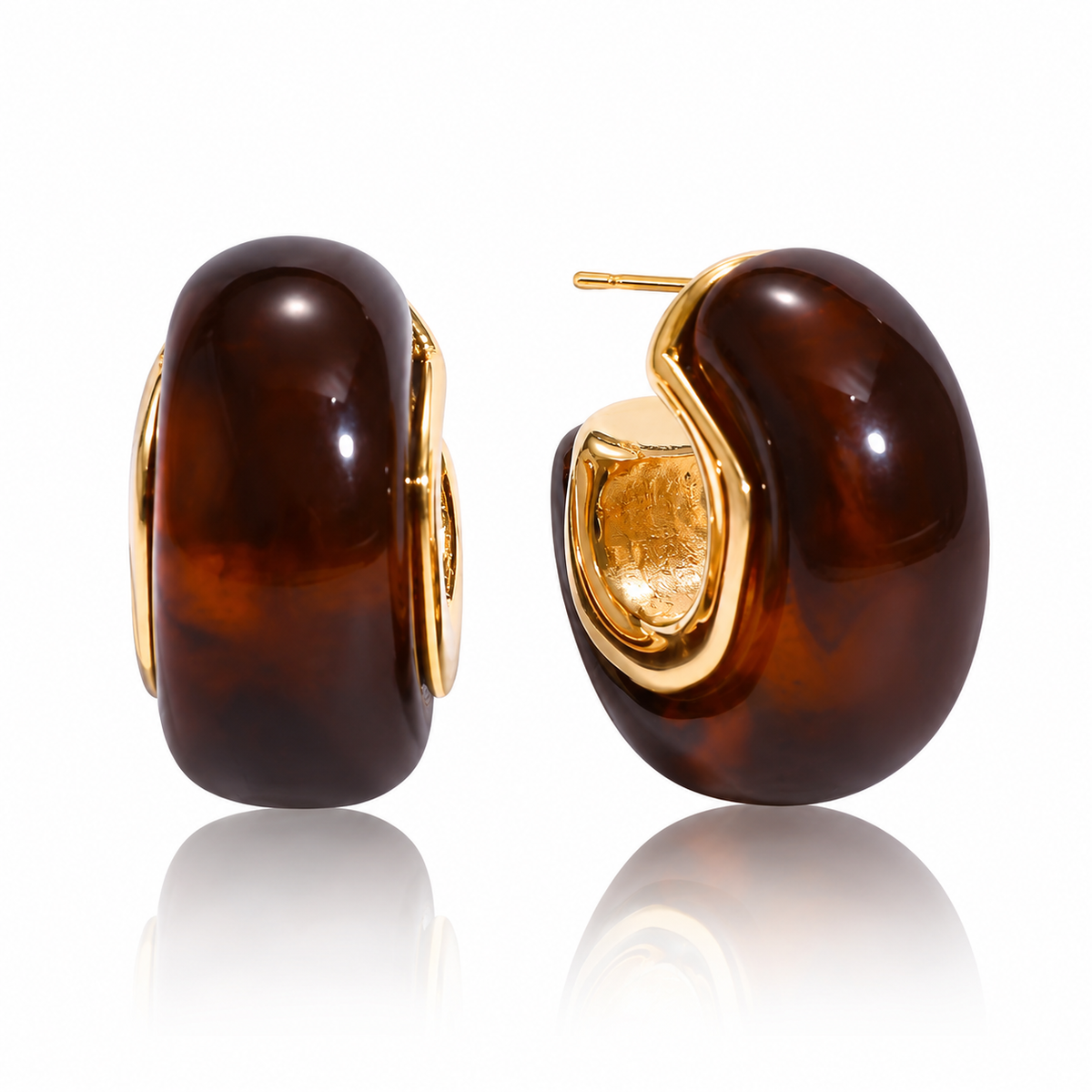 Amber Resin Hoop Earrings