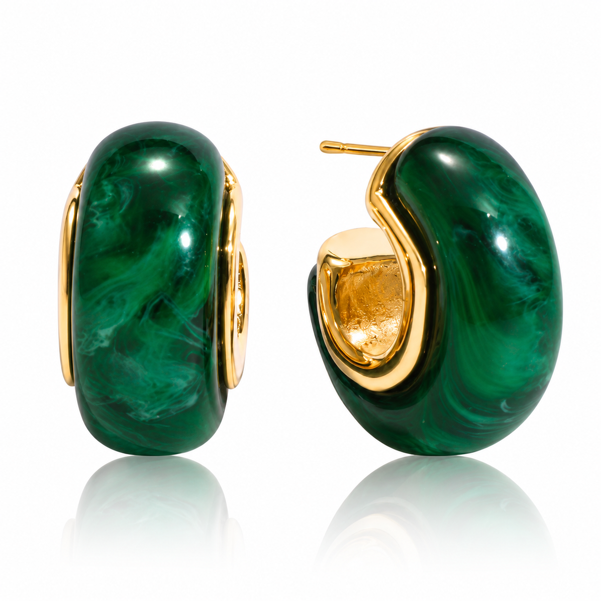 Amber Resin Hoop Earrings