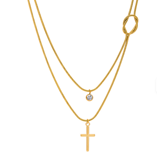 Romantic Double Layer Cross Necklance