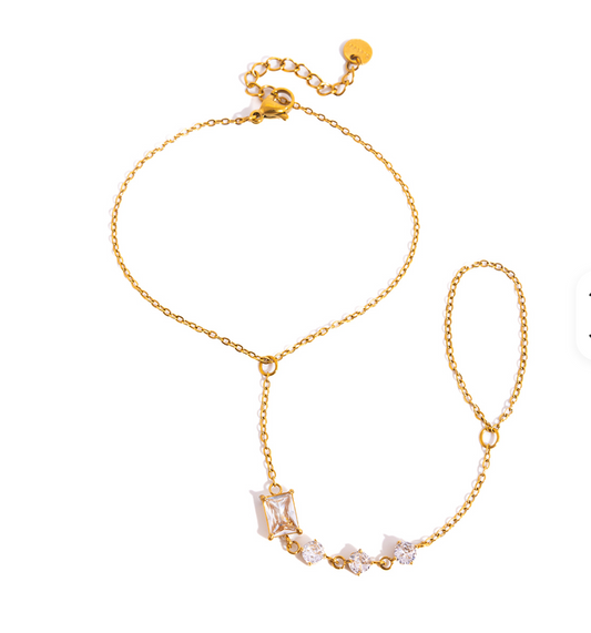 Square Round Zircon Handchain