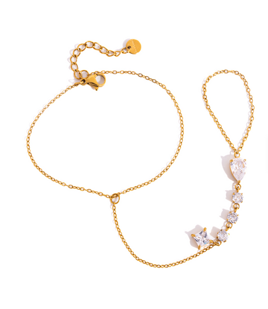 Teardrop Round Zircon Handchain
